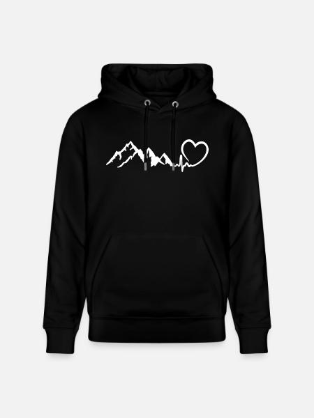 Mountains Heartbeat Mountain Love - Stanley/Stella CRUISER Unisex Organic Hoodie - black