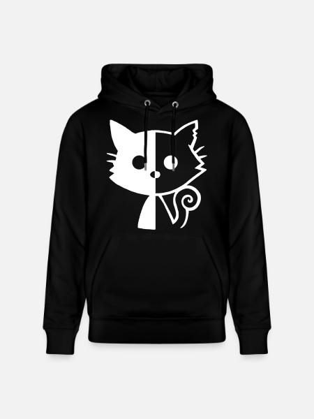White Kitten Yin and Yang - Stanley/Stella CRUISER Unisex Organic Hoodie - black