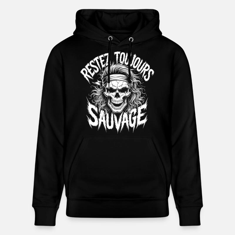 Crâne Sauvage Révolté - Sweat à capuche bio CRUISER Stanley/Stella Unisexe - noir
