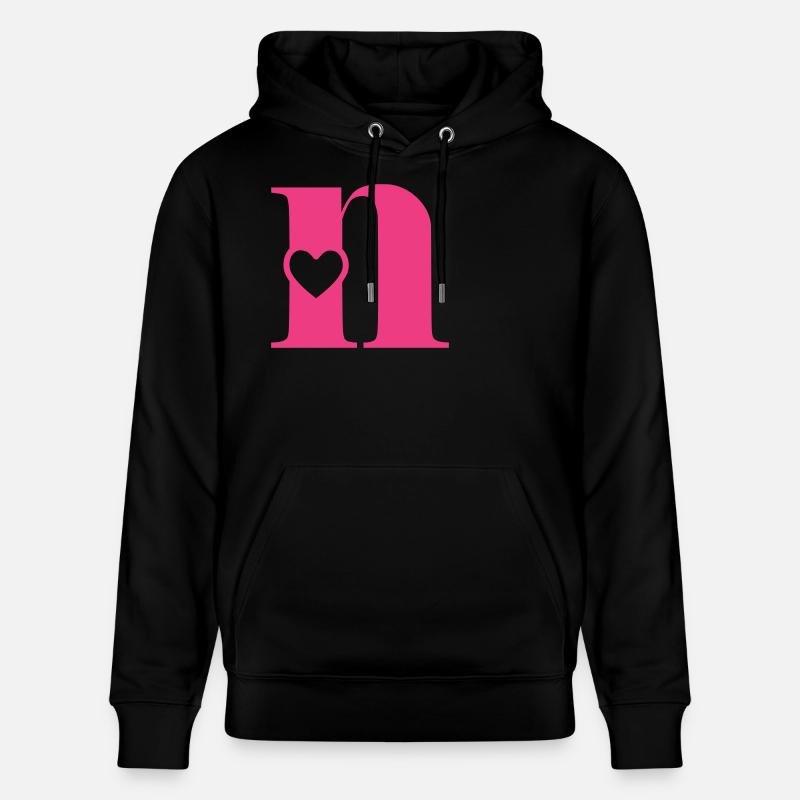 Buchstabe n Anfangsbuchstabe mit Herz - Stanley/Stella Unisex Bio-Hoodie CRUISER  - Schwarz