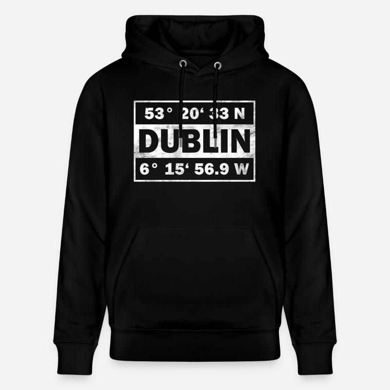 Dublin Coordonnées Irlande Dublin - Sweat à capuche bio CRUISER Stanley/Stella Unisexe - noir