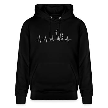 Vater und Tochter - Herzschlag - Stanley/Stella Unisex Bio-Hoodie CRUISER  - Schwarz - Vorne - Alina (178cm) & Michal (187cm)