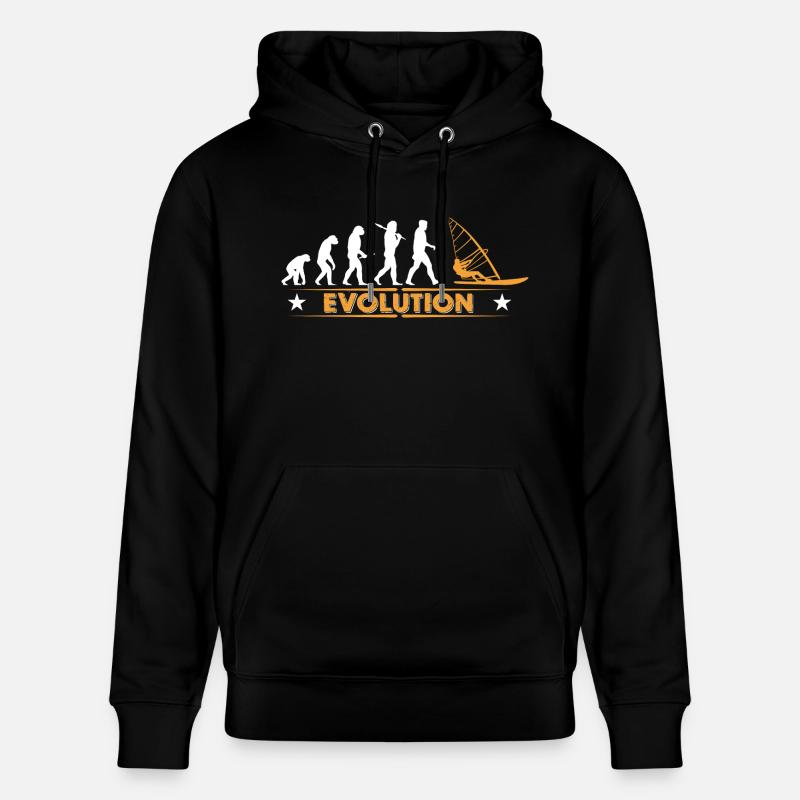 Windsurfen Evolution - orange/weiss - Stanley/Stella Unisex Bio-Hoodie CRUISER  - Schwarz