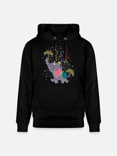Birthday Elephant - Stanley/Stella CRUISER Unisex Organic Hoodie - black
