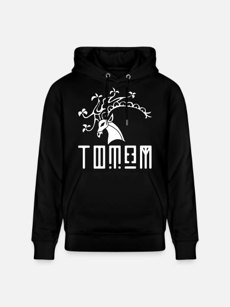White deer animal totem - Stanley/Stella CRUISER Unisex Organic Hoodie - black
