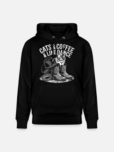 Cat Coffee Western Line Dance - Stanley/Stella CRUISER Unisex Organic Hoodie - black