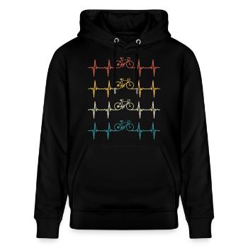Retro Fahrrad T-Shirt Radfahren Geschenk für Radfahrer - Stanley/Stella Unisex Bio-Hoodie CRUISER  - Schwarz - Vorne - Alina (178cm) & Michal (187cm)