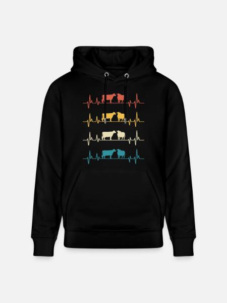 Retro Cows Herzschlag-Kuh-Geschenk - Stanley/Stella Unisex Bio-Hoodie CRUISER - Schwarz