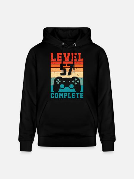 57-års fødselsdagsniveau 57 Fuldendt 57 år Gamer - Stanley/Stella CRUISER økologisk unisex-hoodie - sort