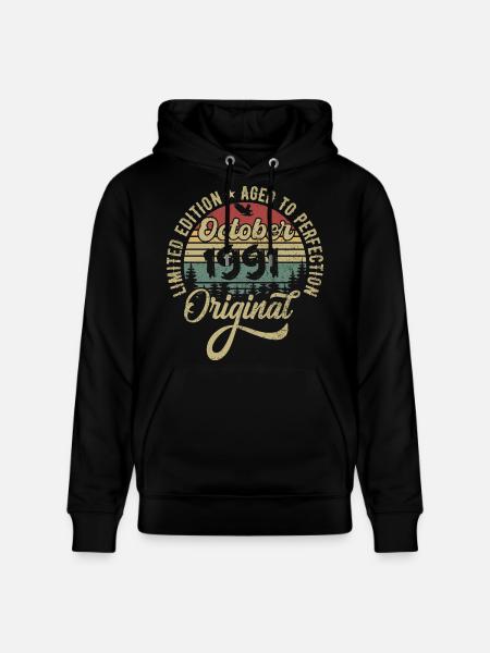October 1991 Anniversary October 1991 October - Stanley/Stella CRUISER Unisex Organic Hoodie - black