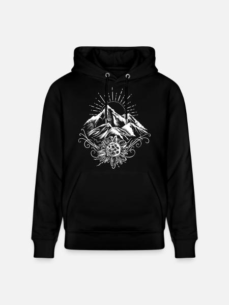 Hiking Mountains Edelweiss - Stanley/Stella CRUISER Unisex Organic Hoodie - black