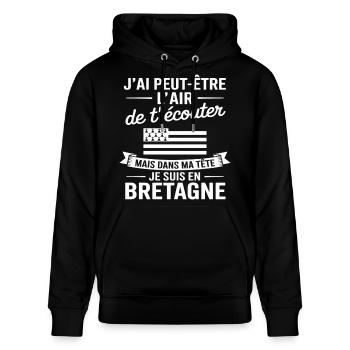 Je Suis En Bretagne Humour Fierté Bretonne Cadeau - Sweat à capuche bio CRUISER Stanley/Stella Unisexe - noir - Devant - Alina (178cm) & Michal (187cm)