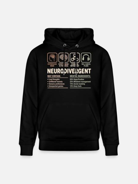 Neurodivergent Facts Neurodiversity Design - Stanley/Stella CRUISER Unisex Organic Hoodie - black