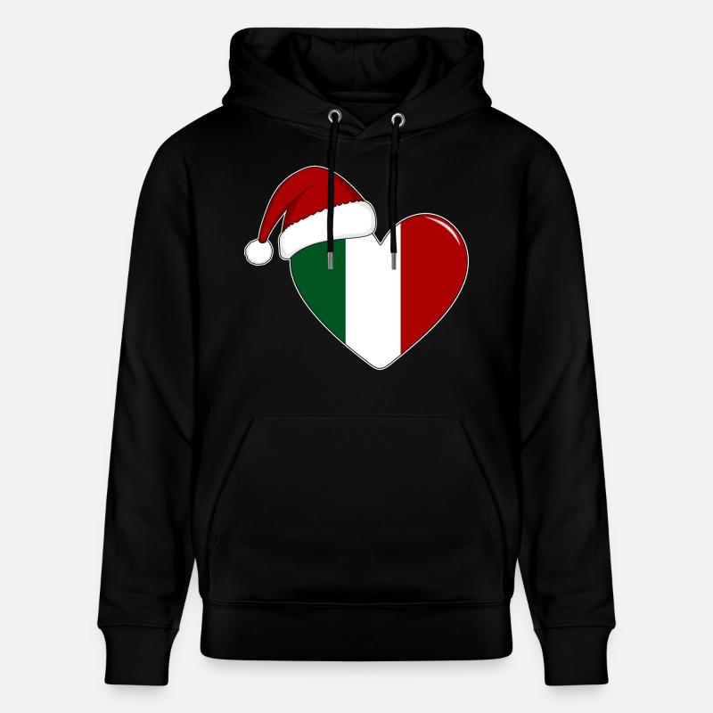 Drapeau Italie coeur de Noël - Sweat à capuche bio CRUISER Stanley/Stella Unisexe - noir