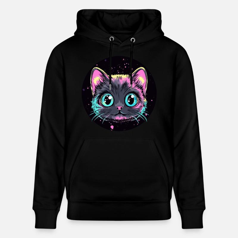 Chat néon Pop Art - Sweat à capuche bio CRUISER Stanley/Stella Unisexe - noir