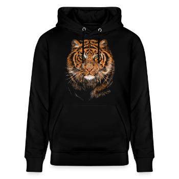 Tiger - Stanley/Stella CRUISER Unisex Organic Hoodie - black - Front - Alina (178cm) & Michal (187cm)