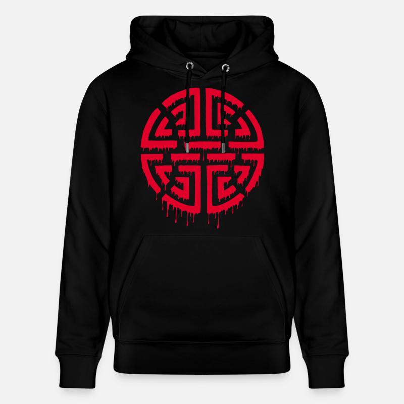 Graffiti eines roten Labyrinths - Stanley/Stella Unisex Bio-Hoodie CRUISER  - Schwarz