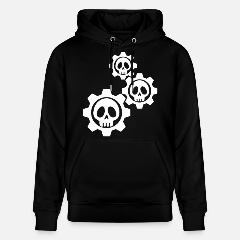 Engrenages et crânes blancs - Sweat à capuche bio CRUISER Stanley/Stella Unisexe - noir