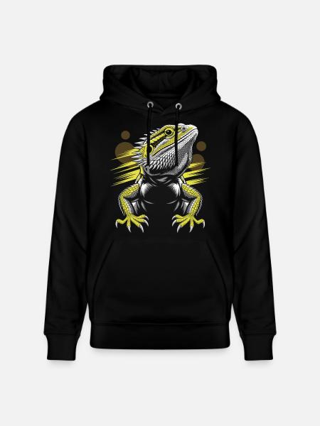 Dragon Head Bearded Dragon Lizard - Stanley/Stella CRUISER Unisex Organic Hoodie - black