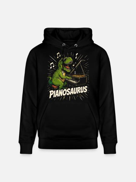 Fun Pianist Dinosaur - Stanley/Stella CRUISER Unisex Organic Hoodie - black