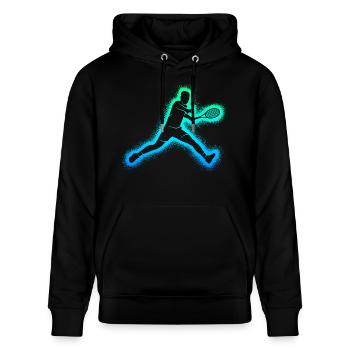 Tennisspieler Herren Kinder Tennis Jungen - Stanley/Stella Unisex Bio-Hoodie CRUISER  - Schwarz - Vorne - Alina (178cm) & Michal (187cm)