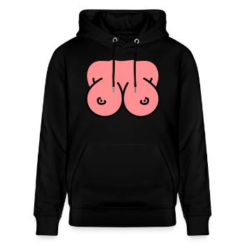 Brüste - Busen - Titten - Stanley/Stella Unisex Bio-Hoodie CRUISER  - Schwarz - Vorne - Alina (178cm) & Michal (187cm)