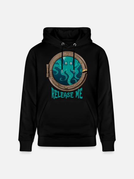 Octopus and porthole - Stanley/Stella CRUISER Unisex Organic Hoodie - black