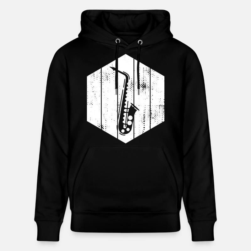 Dessin de saxophone - Sweat à capuche bio CRUISER Stanley/Stella Unisexe - noir