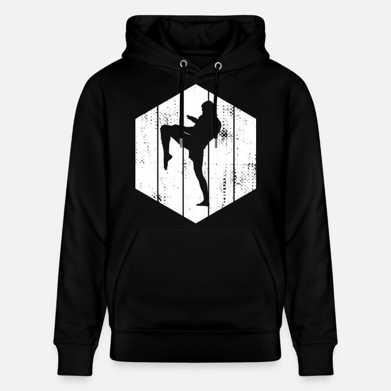 Dessin de kickboxeur - Sweat à capuche bio CRUISER Stanley/Stella Unisexe - noir
