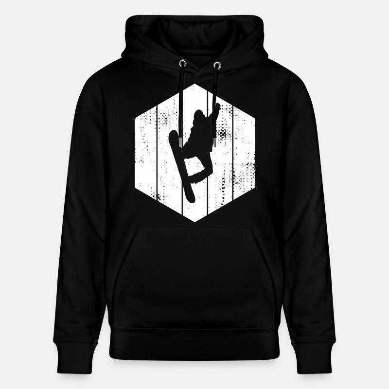 Dessin de snowboarder - Sweat à capuche bio CRUISER Stanley/Stella Unisexe - noir