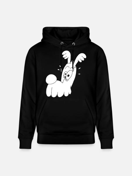 Funny White Dog - Stanley/Stella CRUISER Unisex Organic Hoodie - black