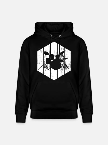 Drum Set Drawing - Stanley/Stella CRUISER Unisex Organic Hoodie - black