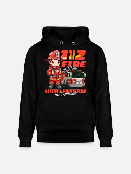 Little Firefighter - Stanley/Stella CRUISER Unisex Organic Hoodie - black