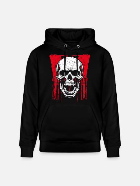 Rotes Grunge Schädel Motiv - Stanley/Stella Unisex Bio-Hoodie CRUISER  - Schwarz