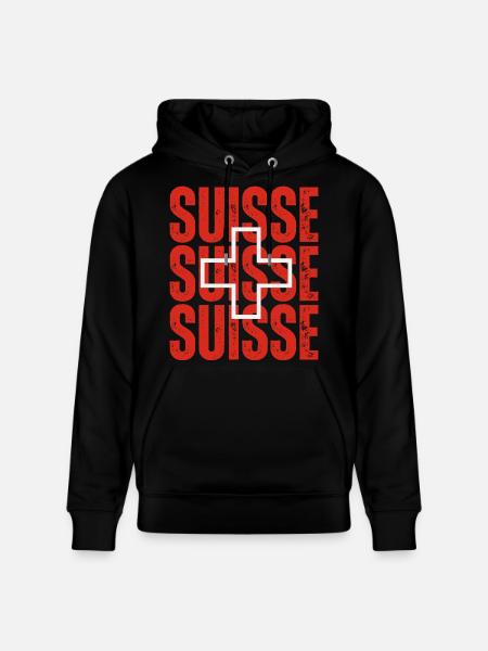 Drapeau de la Suisse, fierté suisse - Sweat à capuche bio CRUISER Stanley/Stella Unisexe - noir