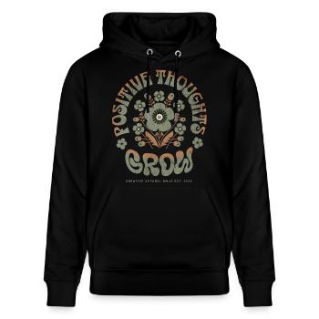 Positive Gedanken Blüte - Stanley/Stella Unisex Bio-Hoodie CRUISER  - Schwarz - Vorne - Alina (178cm) & Michal (187cm)