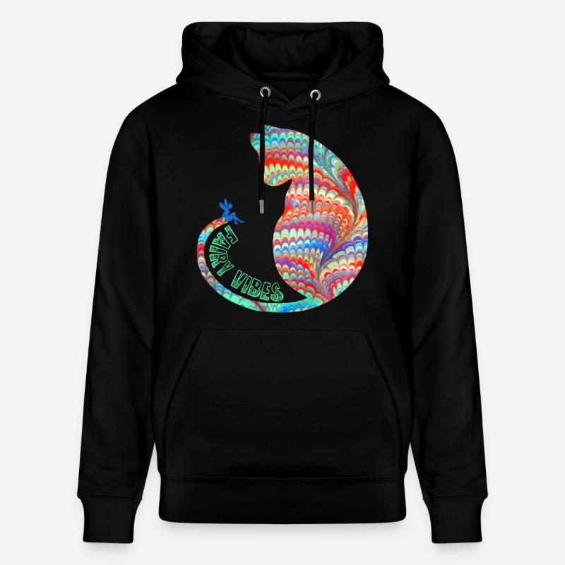 katze mit fee e 72 - Stanley/Stella Unisex Bio-Hoodie CRUISER  - Schwarz