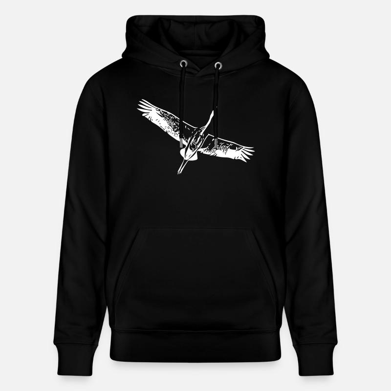 Héron oiseau en vol - Sweat à capuche bio CRUISER Stanley/Stella Unisexe - noir