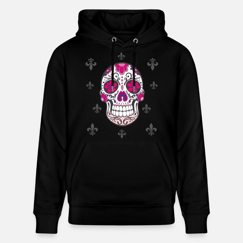Sugar Skull Fleur De Lis - Stanley/Stella Unisex Bio-Hoodie CRUISER  - Schwarz