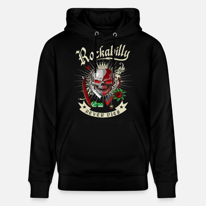 Rockabilly Skull - Sweat à capuche bio CRUISER Stanley/Stella Unisexe - noir