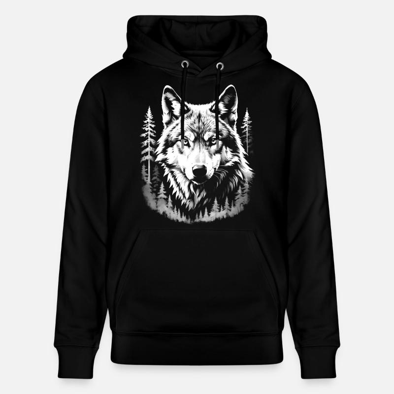 Loup, Forêt - Sweat à capuche bio CRUISER Stanley/Stella Unisexe - noir