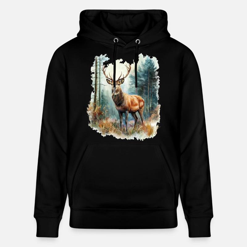 Cerf, chevreuil, cerf - Sweat à capuche bio CRUISER Stanley/Stella Unisexe - noir