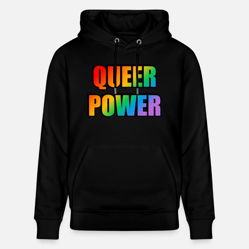 Queer Power Texte arc-en-ciel - Sweat à capuche bio CRUISER Stanley/Stella Unisexe - noir
