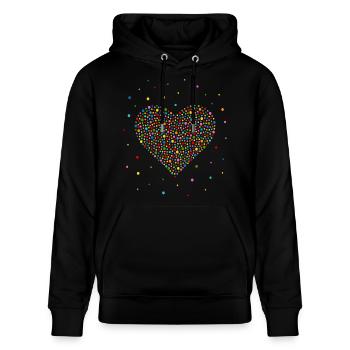 Konfetti Herz - Stanley/Stella Unisex Bio-Hoodie CRUISER  - Schwarz - Vorne - Alina (178cm) & Michal (187cm)