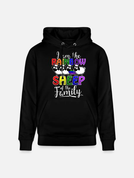 Rainbow Sheep - Gay Pride - Stanley/Stella CRUISER Unisex Organic Hoodie - black