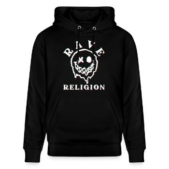 Raver Religion - Stanley/Stella Unisex Bio-Hoodie CRUISER  - Schwarz - Vorne - Alina (178cm) & Michal (187cm)