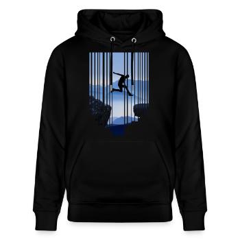 Parkour Sprung - Stanley/Stella Unisex Bio-Hoodie CRUISER  - Schwarz - Vorne - Alina (178cm) & Michal (187cm)