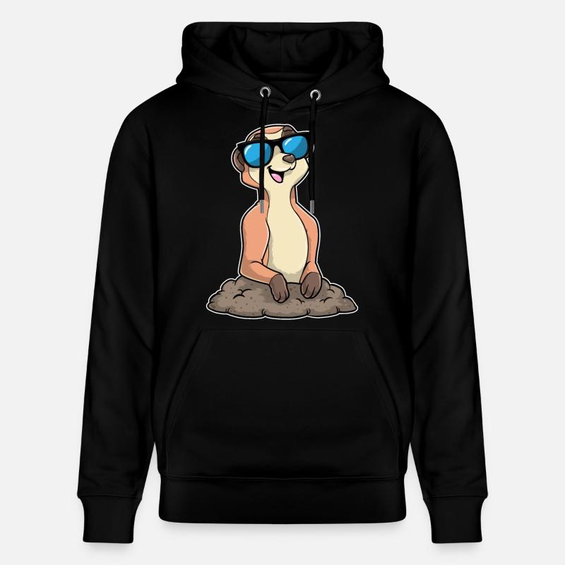 Erdmännchen mit Brille - Stanley/Stella Unisex Bio-Hoodie CRUISER  - Schwarz