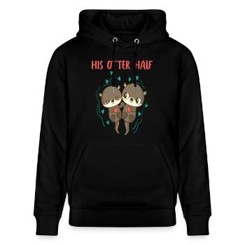 Otter His Otter half Valtinstag Partner Outfit - Stanley/Stella Unisex Bio-Hoodie CRUISER  - Schwarz - Vorne - Alina (178cm) & Michal (187cm)
