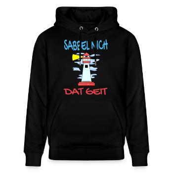 Leuchtturm - Sabbel Nich Dat Geit - Plattdeutsch - Stanley/Stella Unisex Bio-Hoodie CRUISER  - Schwarz - Vorne - Alina (178cm) & Michal (187cm)
